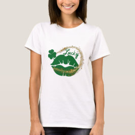 ラッキーアイリッシュキスグリーン金ゴールドSt patricks day トライブレンドＴシャツ