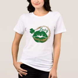 ラッキーアイリッシュキスグリーン金ゴールドSt patricks day トライブレンドTシャツ