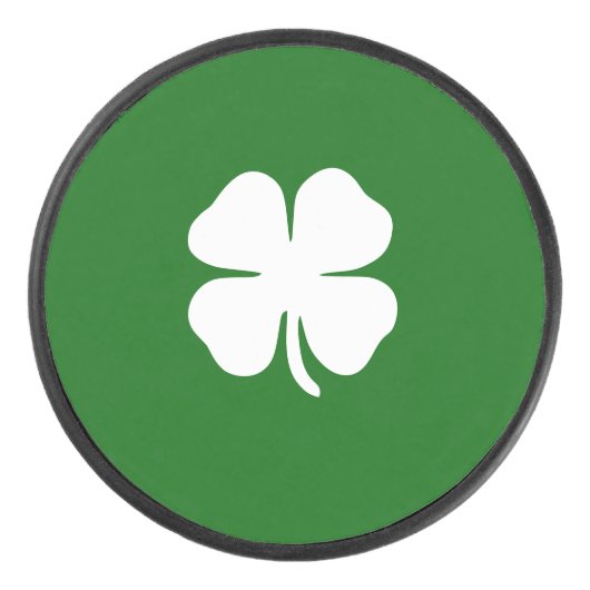 ラッキーアイリッシュグリーン4リーフクローバーSt patricks day アイスホッケーパック (正面)