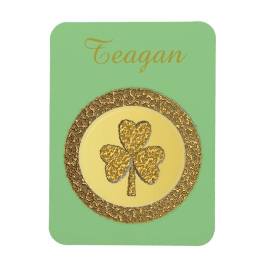 ラッキーアイリッシュシャムロック金ゴールドコイカスタムン マグネット (縦)