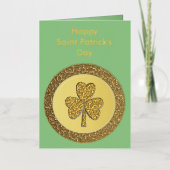 ラッキーアイリッシュシャムロック金ゴールドコイカスタムン 箔グリーティングカード (正面)
