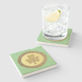 ラッキーアイリッシュシャムロック金ゴールドコイン ストーンコースター (横)