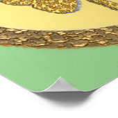 ラッキーアイリッシュシャムロック金ゴールドコイン ポスター (角)