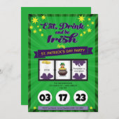 ラッキーアイリッシュセントパトリックの日パーティー 招待状 (正面/裏面)