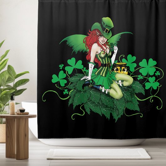 ラッキーアイリッシュフェアリーグリーン シャワーカーテン