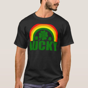 ラッキーアイリッシュフォーリーフCセントパトリックの日レインボー Tシャツ