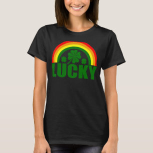 ラッキーアイリッシュフォーリーフCセントパトリックの日レインボー Tシャツ