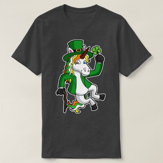 ラッキーアイリッシュユニコーンSt patricks dayクリックヒール Tシャツ (デザイン正面)