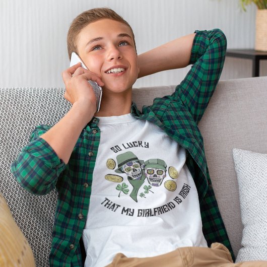 ラッキーアイリッシュラブギフトforボーイフレンド砂糖スカル tシャツ