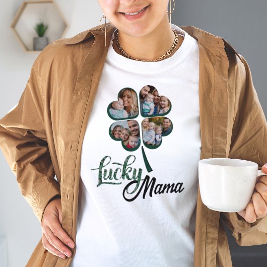 ラッキーアッド自分の写真4葉のクローバーSt patricks Tシャツ