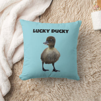 ラッキーアヒルおもしろいかわいいアヒルの鳥フォトアート クッション