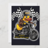 ラッキーアヒルかわいい幼児1st誕生日バイク 招待状 (裏面)