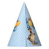 ラッキーアヒルのブルーギンガムの誕生日プリント パーティーハット (裏面)