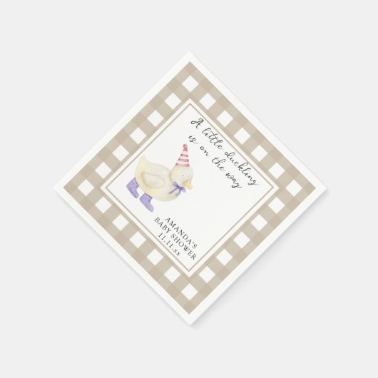 ラッキーアヒルの赤ちゃんシャワー スタンダードカクテルナプキン (角)