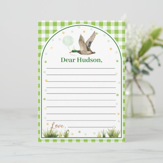 ラッキーアヒル時間カプセルノートメッセージカード サンキューカード (スタンド正面)