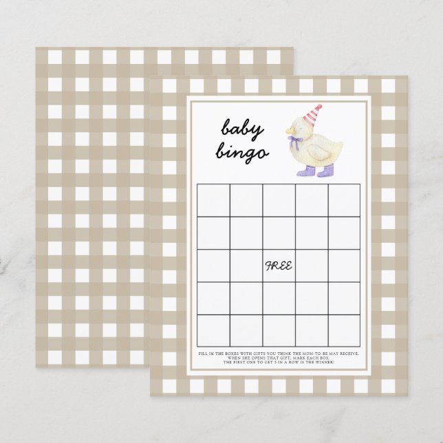 ラッキーアヒル赤ちゃんシャワービンゴゲーム (正面/裏面)