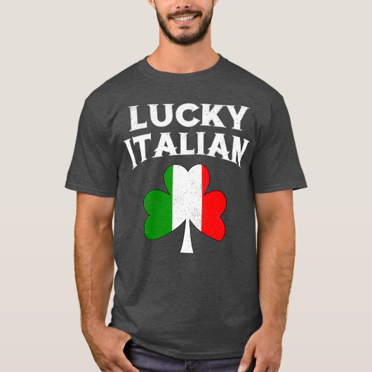 ラッキーイタリアンSt patricks dayアイリッシュイタリア Tシャツ (正面)