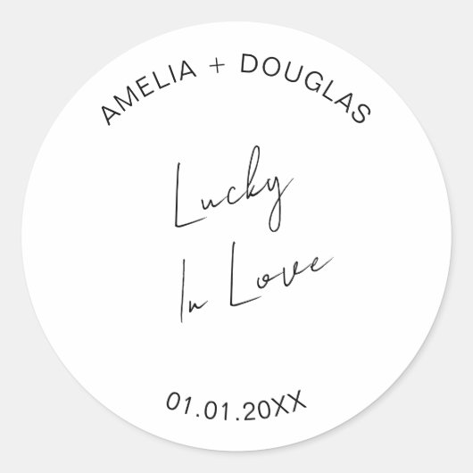 ラッキーインラブウェディングパーティー宝くじ好意バッグギフト ラウンドシール (正面)
