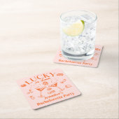 ラッキーインラブオレンジカクテルバチェロレッテ スクエアペーパーコースター (インサイチュ)