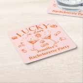 ラッキーインラブオレンジカクテルバチェロレッテ スクエアペーパーコースター (アングル)