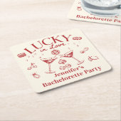 ラッキーインラブカクテルクラシックバチェロレッテ スクエアペーパーコースター (アングル)