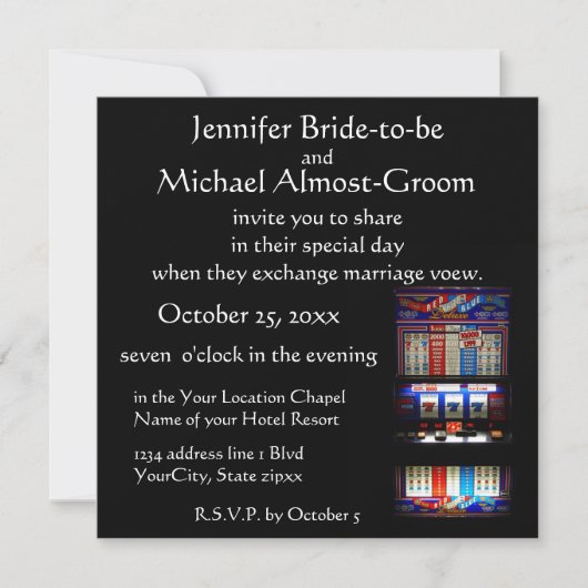 ラッキーインラブカジノテーマ結婚ズ 招待状 (正面)