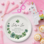 ラッキーインラブグリーンシャームロックブライダルシャワー ペーパープレート (パーティー)