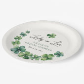 ラッキーインラブグリーンシャームロックブライダルシャワー ペーパープレート (アングル)
