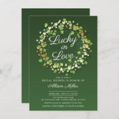 ラッキーインラブゴールデンシャームロックブライダルシャワー 招待状 (正面/裏面)