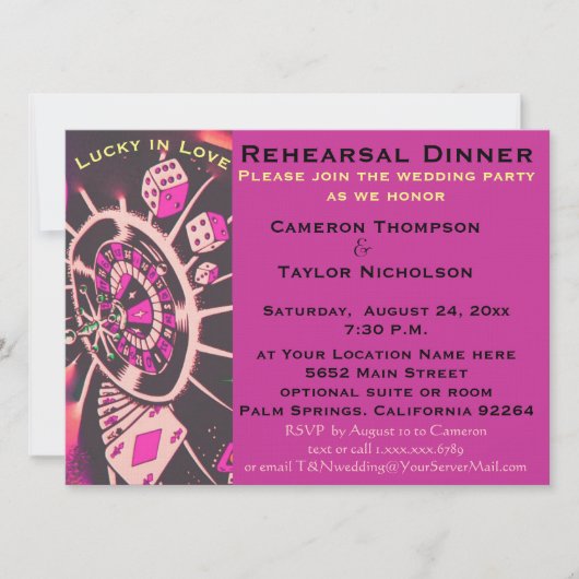 ラッキーインラブサイコロリハーサルディナー 招待状 (正面)
