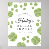 ラッキーインラブシャムロックブライダルシャワーウェルカムサイン ポスター (正面)