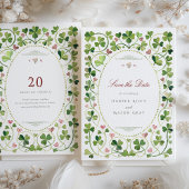 ラッキーインラブシャムロック&ハートデイトカードを保存 招待状