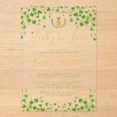 ラッキーインラブセントパトリックの日ブライダルシャワー アクリル招待状 (正面)