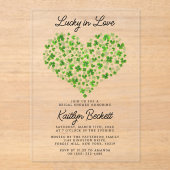 ラッキーインラブセントパトリックの日ブライダルシャワー アクリル招待状 (正面)