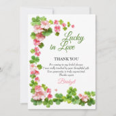 ラッキーインラブセントパトリックの日ブライダルシャワー サンキューカード (正面)