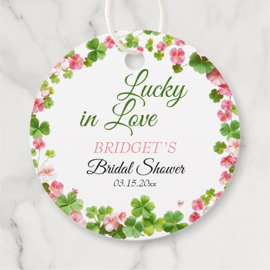 ラッキーインラブセントパトリックの日ブライダルシャワー フェイバータグ (裏面)