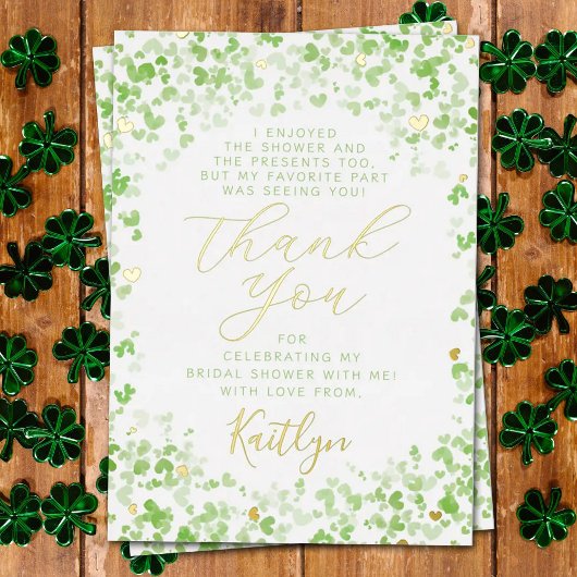 ラッキーインラブセントパトリックの日ブライダルシャワー 実在 箔招待状