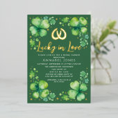 ラッキーインラブセントパトリックの日ブライダルシャワー 箔招待状 (立ち正面)