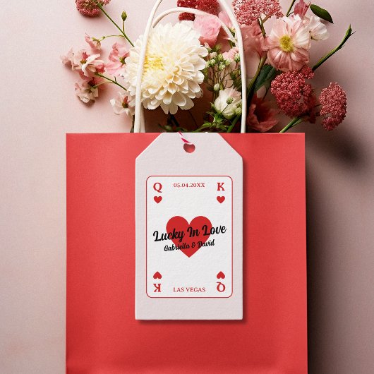 ラッキーインラブハートカップルのシャワー好意 ギフトタグ