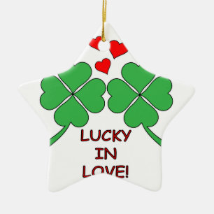 ラッキーインラブハートクローバー セラミックオーナメント