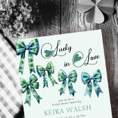 ラッキーインラブハート&ボーズグリーンブライダルシャワー 招待状