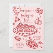 ラッキーインラブバチェロレッテ週末の旅程パーティー 招待状 (正面)