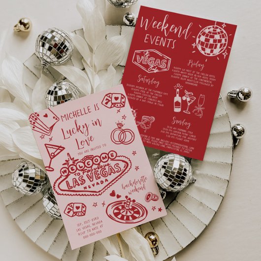 ラッキーインラブバチェロレッテ週末の旅程パーティー 招待状