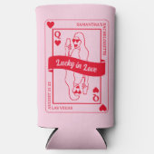 ラッキーインラブピンクはっきりした&レッドバチェロレッテ スリム缶クーラー (正面)