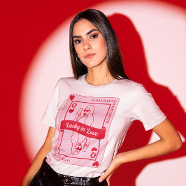 ラッキーインラブピンクはっきりした&レッドバチェロレッテ Tシャツ