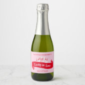 ラッキーインラブピンク鮮やか&レッドバチェロレッテ スパークリングワインラベル (正面)