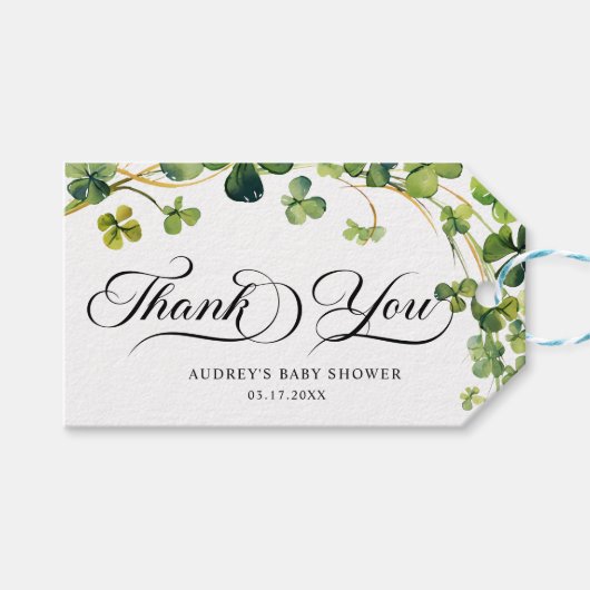 ラッキーインラブブライダルシャワーグリーンシャームロック ギフトタグ (正面(横))