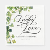 ラッキーインラブブライダルシャワーグリーンシャームロック スタンダードランチョンナプキン (正面)