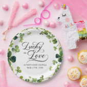 ラッキーインラブブライダルシャワーグリーンシャームロック ペーパープレート (パーティー)