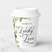 ラッキーインラブブライダルシャワーグリーンシャームロック 紙コップ (正面)